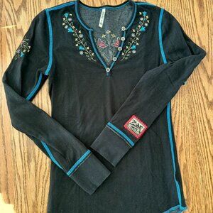 ALP-N-Rock Embroidered Henley - Long Sleeve Shirt - Women's XS -1